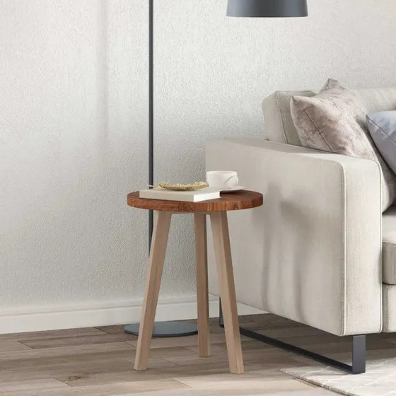 vidaXL Bordplade Lys Brun Ø 40 x 2,5 cm Massivt Eg Træ
