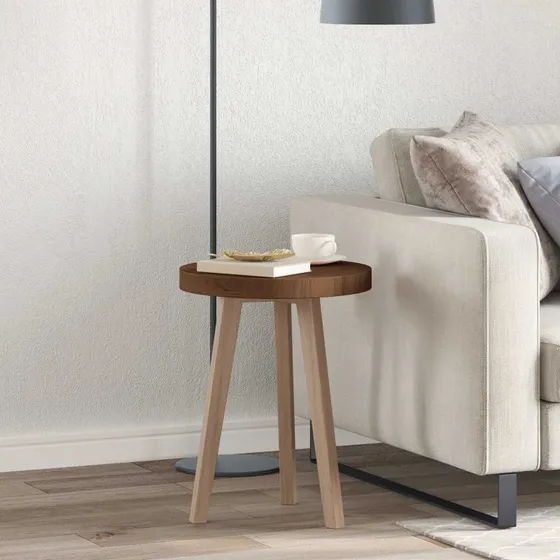 vidaXL Mørk Brun Rund Bordplade 40 x 4 cm Massivt Eg Træ