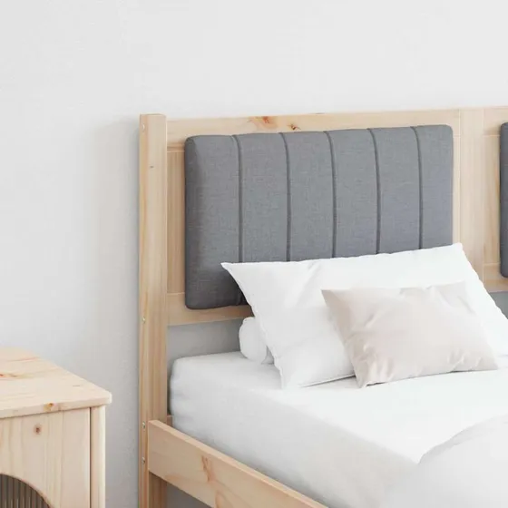 vidaXL Polstret Sengegavl Brun 135 cm, Massiv Fyrretræ