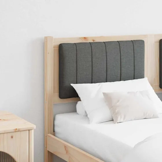 vidaXL Polstret Sengegavl Brun 135 cm Massiv Fyrretræ