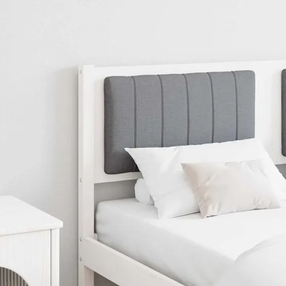vidaXL Polstret Sengegavl Hvid 135 cm, Massiv Fyrretræ