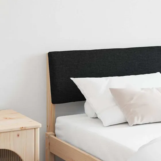 vidaXL Polstret Sengegavl Sort 200 cm Massiv Fyrretræ