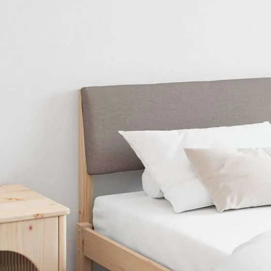 vidaXL Polstret Sengegavl Gråbrun 200 cm Massiv Fyrretræ