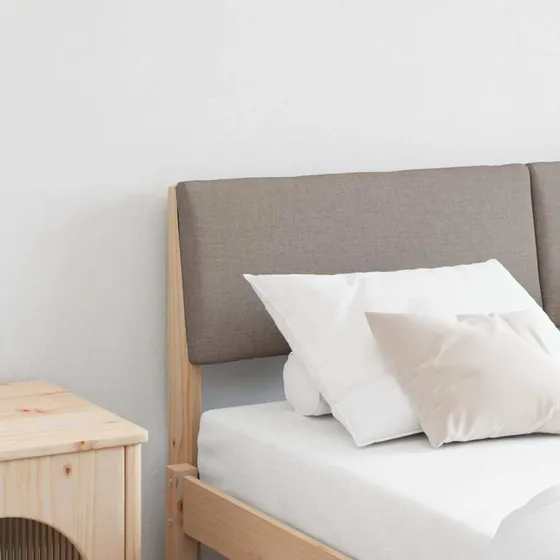 vidaXL Polstret Sengegavl Gråbrun 160 cm Massiv Fyrretræ