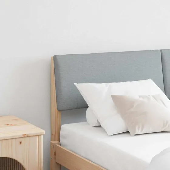 vidaXL Polstret Sengegavl Lysegrå 150 cm Massiv Fyrretræ