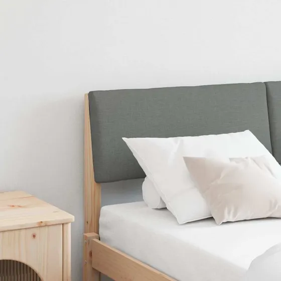 vidaXL Polstret Sengegavl Mørkegrå 135 cm Massiv Fyrretræ