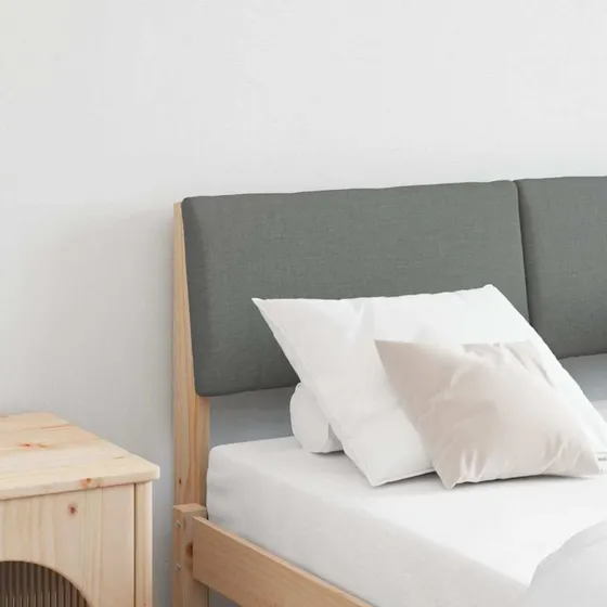 vidaXL Polstret Sengegavl Mørkegrå 120 cm Massiv Fyrretræ