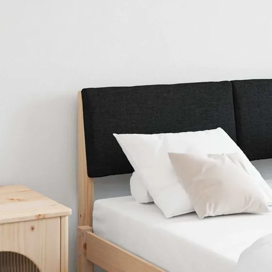 vidaXL Polstret Sengegavl Sort 120 cm Massiv Fyrretræ