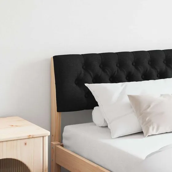 vidaXL Polstret Sengegavl Sort 200 cm Fyrretræ