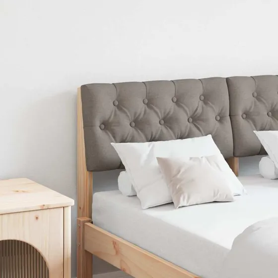 vidaXL Polstret Sengegavl Gråbrun 120 cm, Massiv Fyrretræ