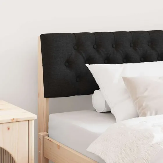 vidaXL Polstret Sengegavl Sort 100 cm Fyrretræ