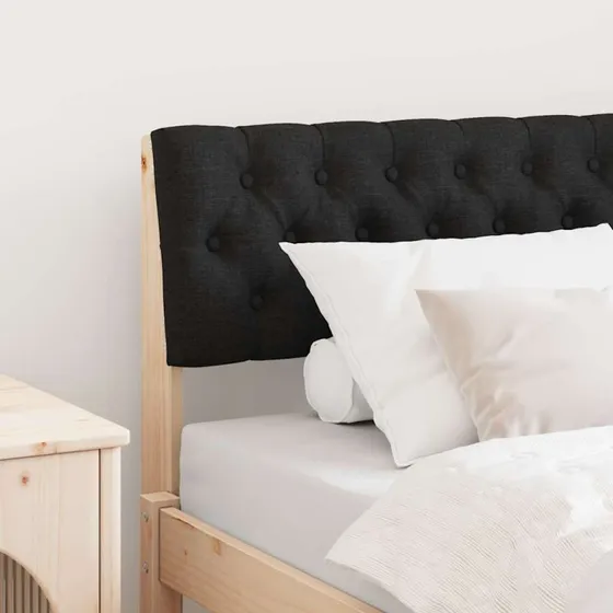 vidaXL Polstret Sengegavl Sort 90 cm Fyrretræ