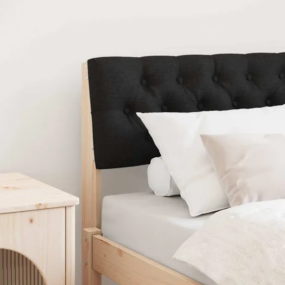 vidaXL Polstret Sengegavl Sort 80 cm Massiv Fyrretræ