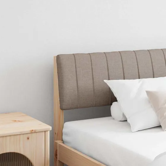 vidaXL Polstret Sengegavl Gråbrun 200 cm Massiv Fyrretræ