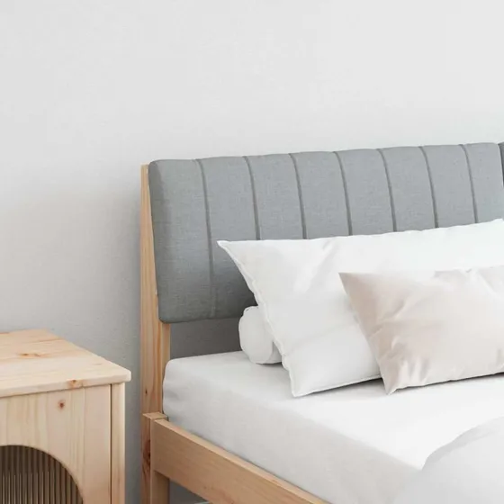 vidaXL Polstret Sengegavl Lysegrå 150 cm Massiv Fyrretræ