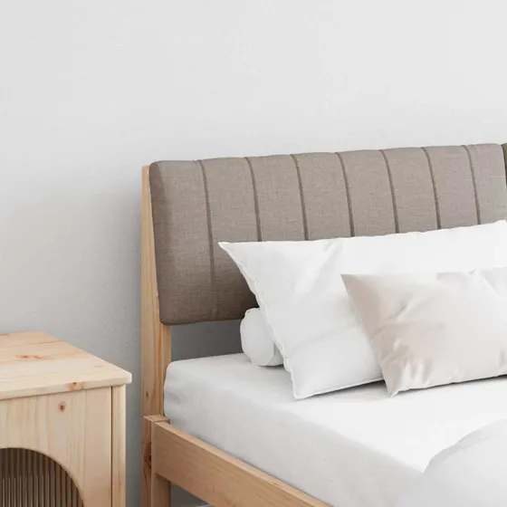 vidaXL Polstret Sengegavl Gråbrun 150 cm Massiv Fyrretræ