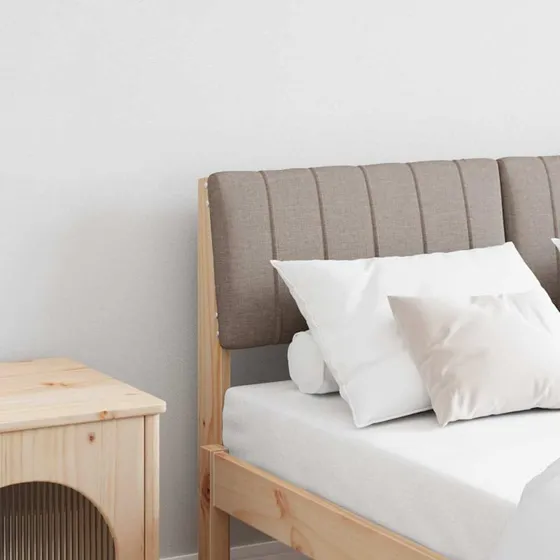 vidaXL Polstret Sengegavl Gråbrun 120 cm Massiv Fyrretræ