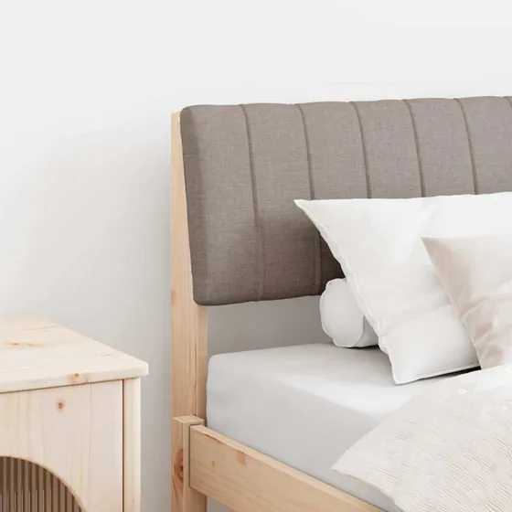 vidaXL Polstret Sengegavl Gråbrun 100 cm, Massiv Fyrretræ