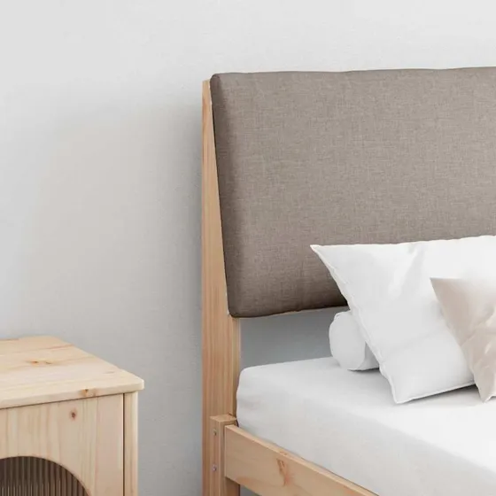 vidaXL Polstret Sengegavl Gråbrun 180 cm, Massiv Fyrretræ