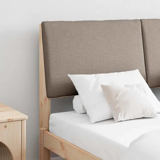vidaXL Polstret Sengegavl Gråbrun 160 cm Massiv Fyrretræ
