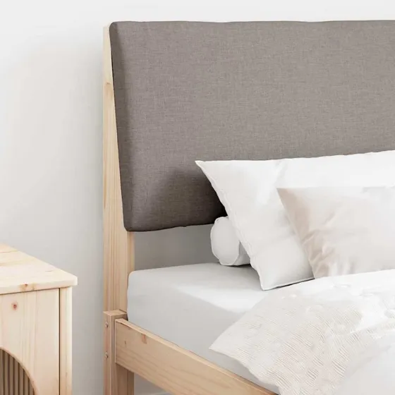 vidaXL Polstret Sengegavl Gråbrun 90 cm Massiv Fyrretræ