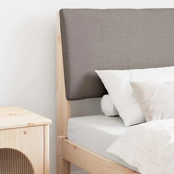 vidaXL Polstret Sengegavl Gråbrun 80 cm Massiv Fyrretræ
