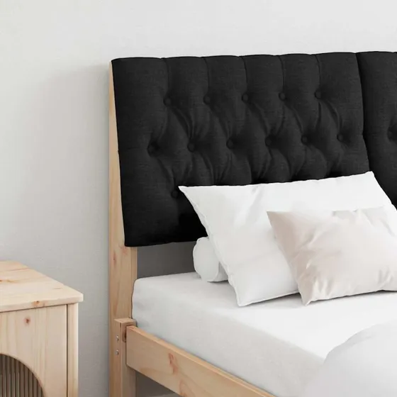 vidaXL Polstret Sengegavl Sort 135 cm Fyrretræ