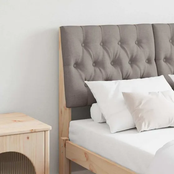 vidaXL Polstret Sengegavl Gråbrun 120 cm, Massiv Fyrretræ