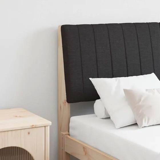 vidaXL Polstret Sengegavl Sort 135 cm Massiv Fyrretræ