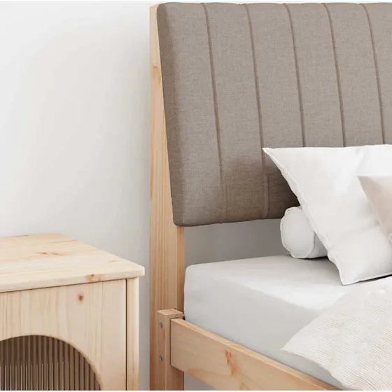 vidaXL Polstret Sengegavl Gråbrun 100 cm Massiv Fyrretræ