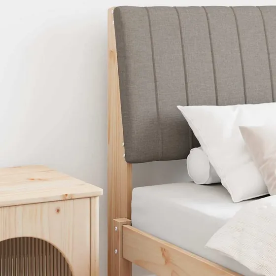 vidaXL Polstret Sengegavl Gråbrun 80 cm Massiv Fyrretræ