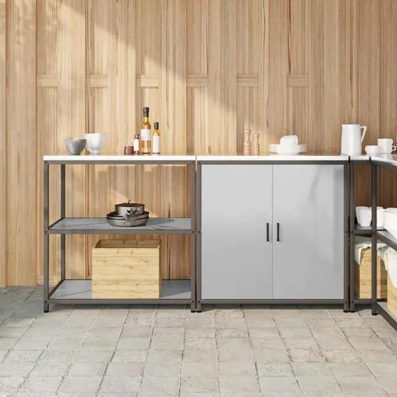 vidaXL Køkkenopbevaringssæt 2 stk Sølv 180 x 50 x 92 cm Rustfrit stål