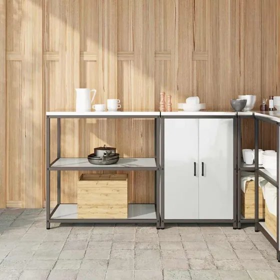 vidaXL Køkkenopbevaringssæt 2 pcs Sølv Galvaniseret Stål