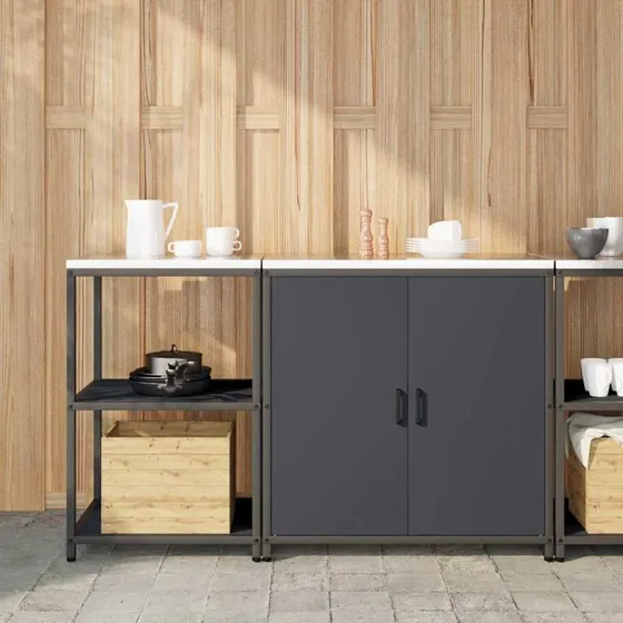 vidaXL Køkkenopbevaringssæt 2 stk Antracit 150 x 50 x 92 cm