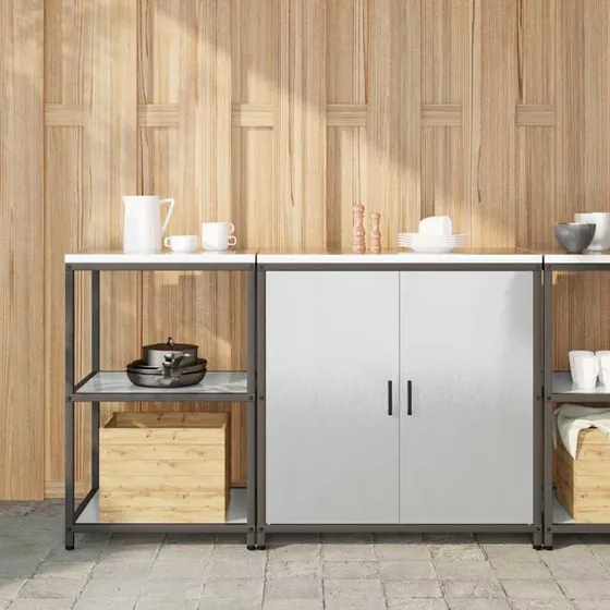 vidaXL Køkkenopbevaringssæt 2 stk, Sølv, 150 x 50 x 92 cm, Rustfrit stål