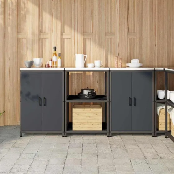 vidaXL Køkkenopbevaringssæt 3 pcs Antracit 180 x 50 x 92 cm