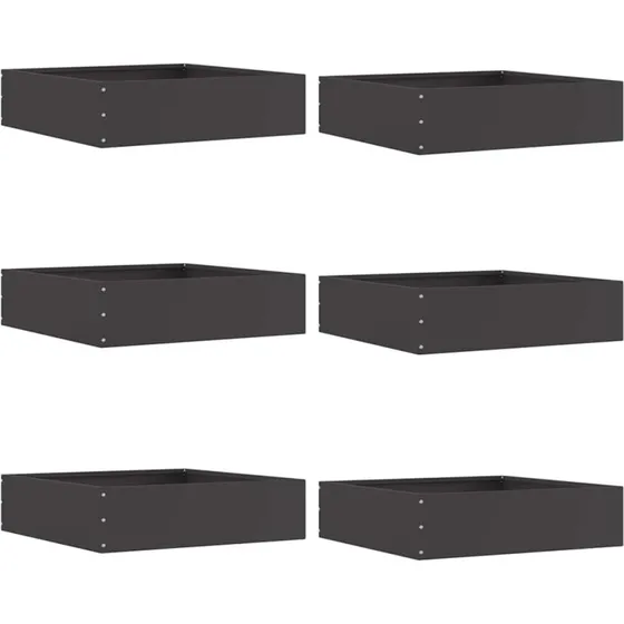 vidaXL Plænekant 6 stk, Sort, 50 x 50 x 13 cm, Stål