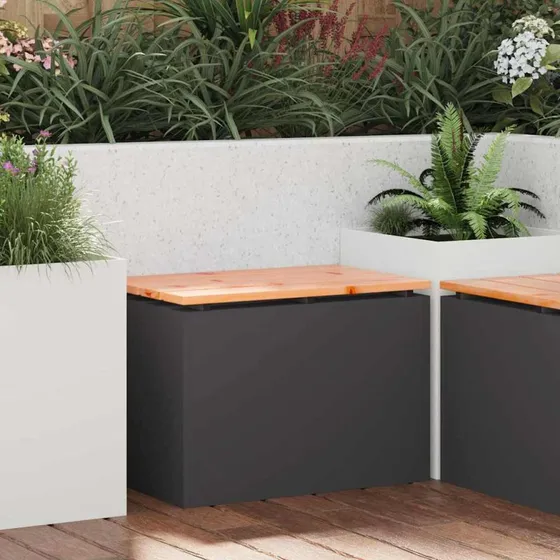 Havebænk Massiv Douglas Træ og Stål, Antracit, 100 x 40 x 43 cm