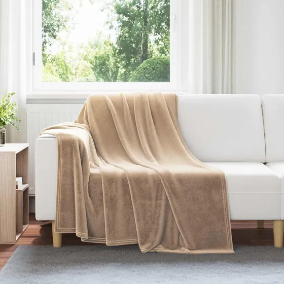 vidaXL Camel Fleece Kastetæppe 150 x 200 cm