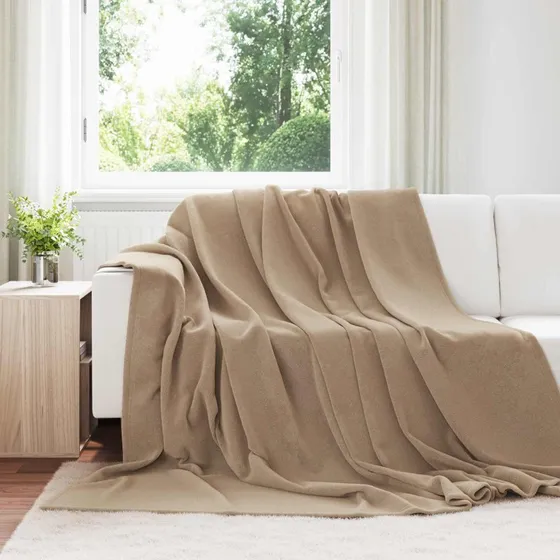 vidaXL Camel Fleece Kastetæppe 220 x 240 cm