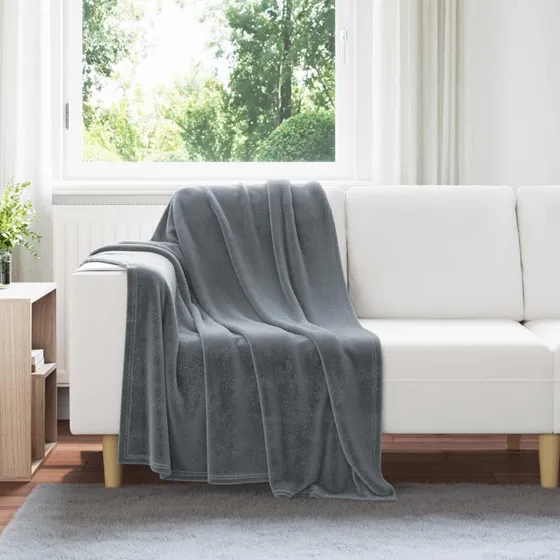 vidaXL Mørkegrå Fleece Kastetæppe 130 x 150 cm