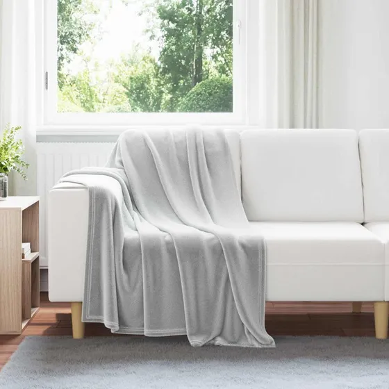 vidaXL Grå Fleece Kastetæppe 130 x 150 cm