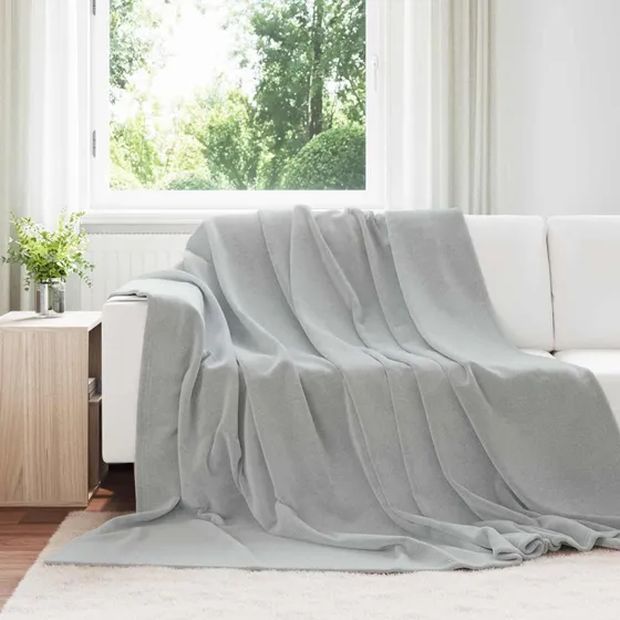 vidaXL Grå Fleece Kastetæppe 240 x 270 cm