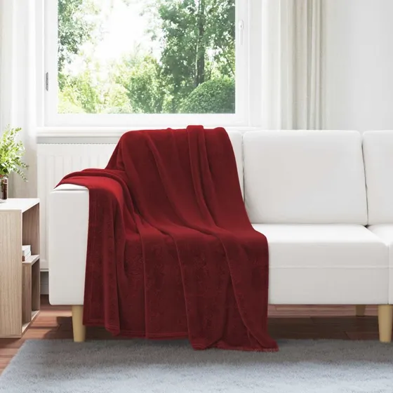 vidaXL Bordeaux Rød Fleece Kastetæppe 130 x 150 cm