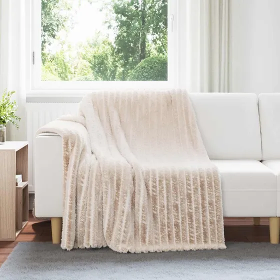 vidaXL Beige Fleece Plaid 200 x 150 cm