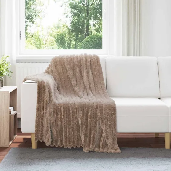 vidaXL Camel Fleece Plaid 150 x 130 cm