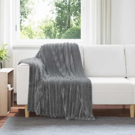 vidaXL Mørkegrå Fleece Plaid 150 x 130 cm