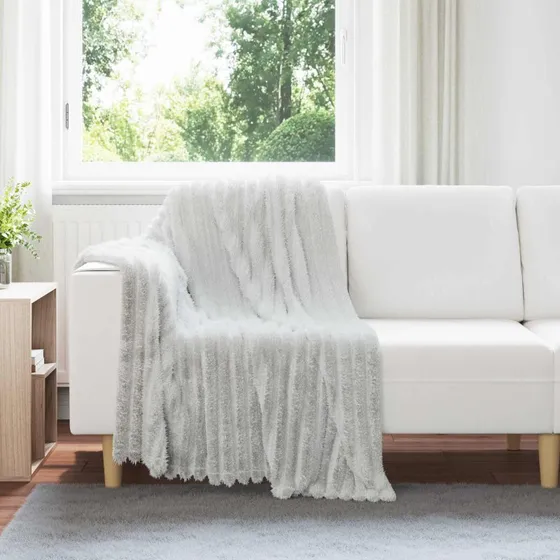 vidaXL Grå Fleece Plaid 150 x 130 cm