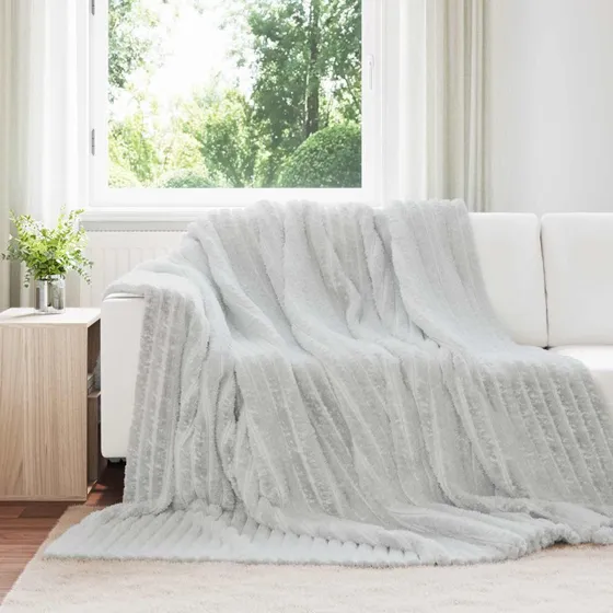 vidaXL Grå Fleece Plaid 270 x 240 cm