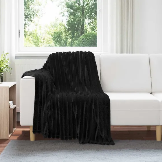 vidaXL Sort Fleece Plaid 150 x 130 cm